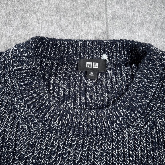 Uniqlo Other - Uniqlo Mens XL Navy Blue Marled Chunky Knit Crew Neck Sweater 413061